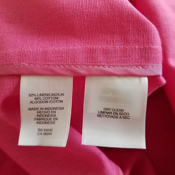 Vtg Jones Wear Studio Womens XL Linen Blend Blazer Roll Tab Sleeve Barbie Pink - Picture 6 of 9